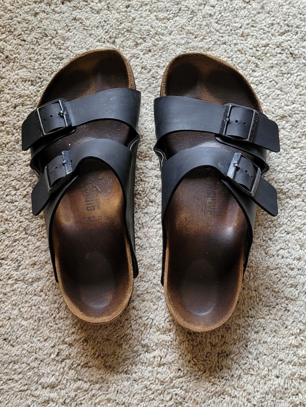 Black Leather Birkenstock Sz 43. In A Surprisingly Good Condition In Comparison